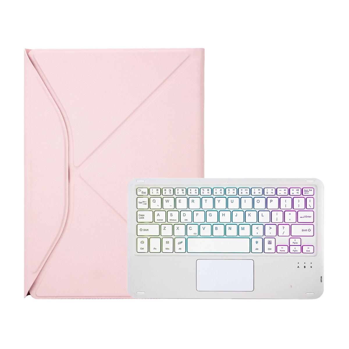 Touchpad Bluetooth Keyboard Leather Tablet Case With Pen Slot And Backlight - Green