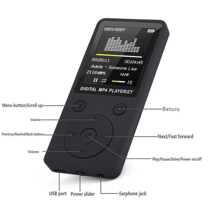 Portable Mp4 Music Player With Fm Radio & Recording Black - Pink No Memory