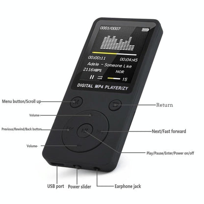 Portable Mp4 Music Player With Fm Radio & Recording Black - Pink No Memory