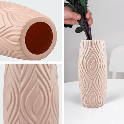 2-piece Plastic Vase Set for Creative Flower Arrangements Wet and Dry Decor - Milk White