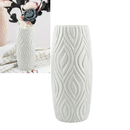 2-piece Plastic Vase Set for Creative Flower Arrangements Wet and Dry Decor - Milk White