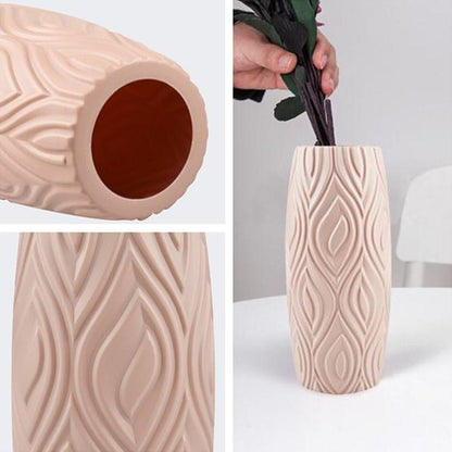 2-piece Plastic Vase Set for Creative Flower Arrangements Wet and Dry Decor - Milk White