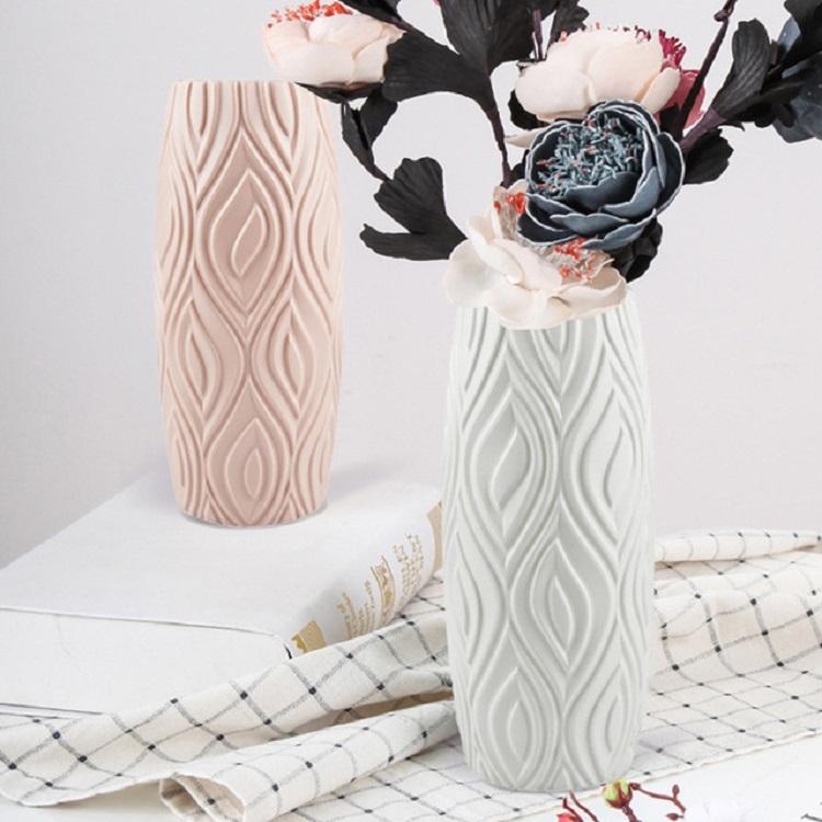 2-piece Plastic Vase Set for Creative Flower Arrangements Wet and Dry Decor - Milk White