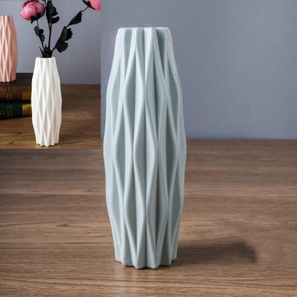 Set of 3 Creative Plastic Camellia Vases for Wet and Dry Decor - Blue