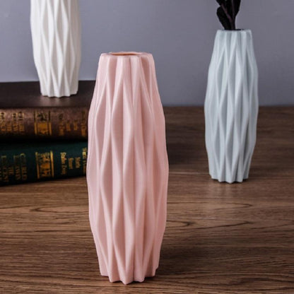 Set of 3 Creative Plastic Camellia Vases for Wet and Dry Decor - Blue