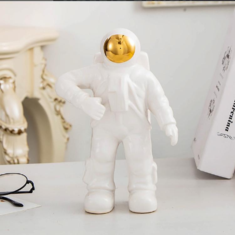 Spacewalker Ceramic Vase with Dried Flowers - Tabletop Decor Tool - Silver
