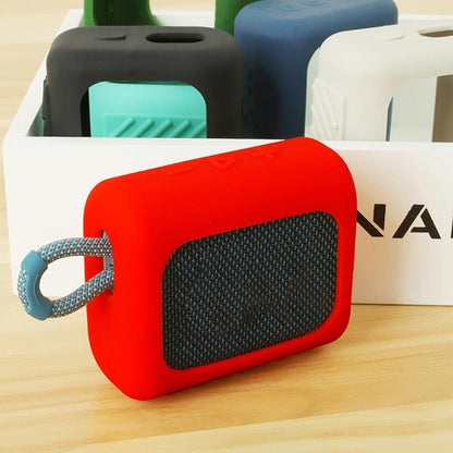 Portable Silicone Cover for Jbl Go3 Speaker with Carabiner - Silver Gray