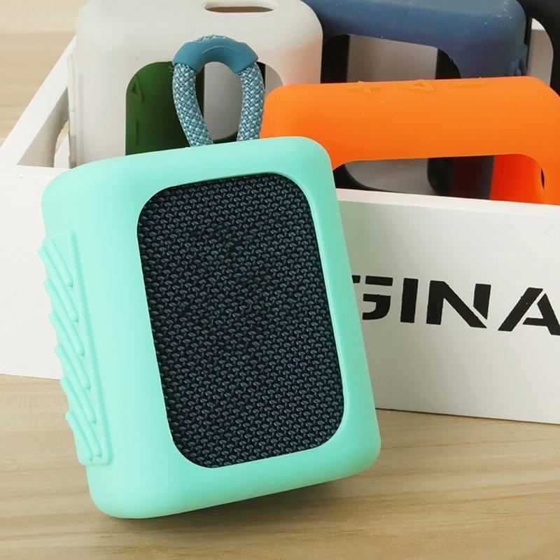 Portable Silicone Cover for Jbl Go3 Speaker with Carabiner - Silver Gray