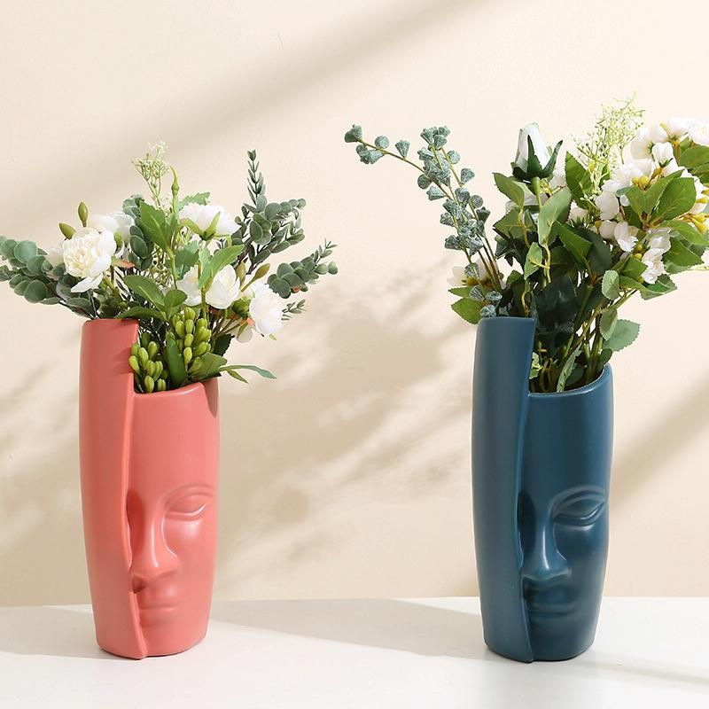 Thickened Drop-proof Vase with Dried Flower Ornaments - Light Green