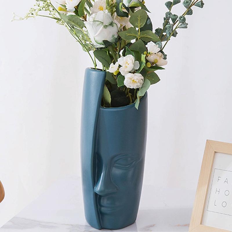 Thickened Drop-proof Vase with Dried Flower Ornaments - Light Green