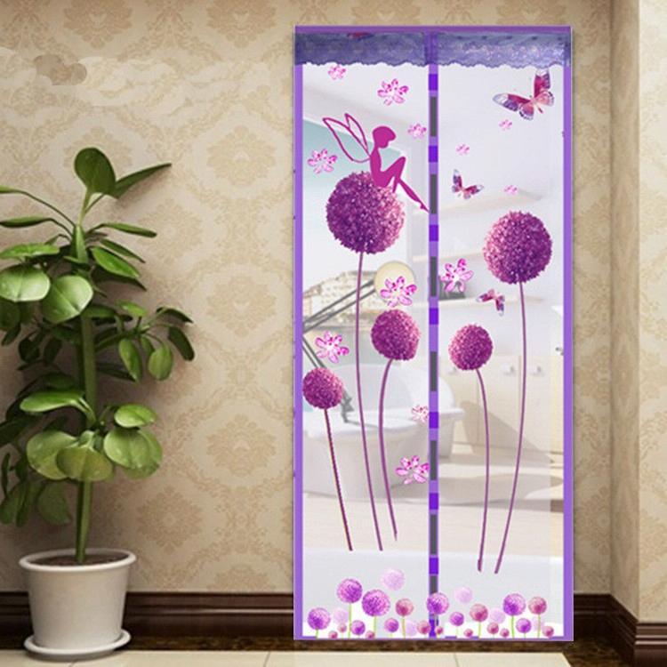100x210cm Magnetic Summer Mosquito Screen Door Curtain - Purple