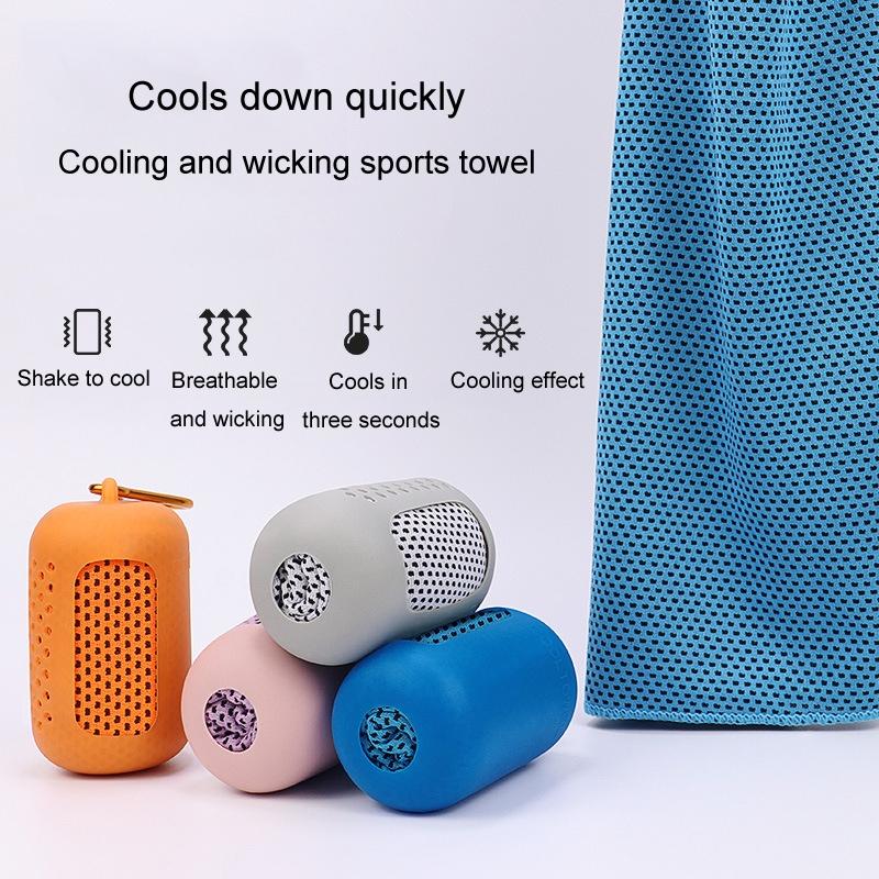 Portable Quick Dry Sports Towel Set with Silicone Sleeve and Storage Bag - 30x80cm - Grey - 30X90Cm