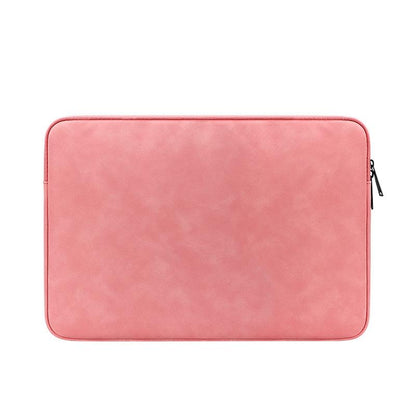 Lightweight Waterproof Lambskin Laptop Sleeve - Fits 14.1-15.4 Inches - Pink