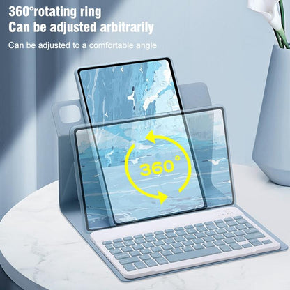 360 Degree Rotatable Bluetooth Keyboard Leather Case With Three-Colour Backlight - Light Purple - For Ipad Air 2022 / Ipad Pro 11 2021