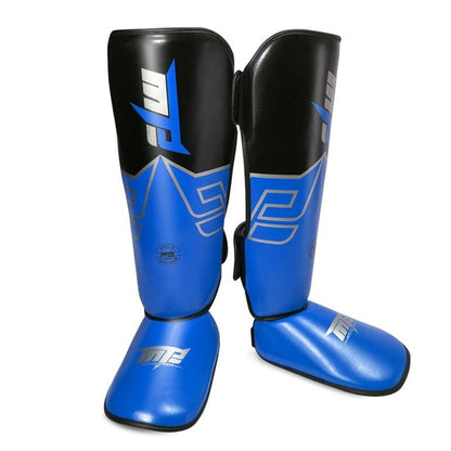 Training Leg Guards For Freestyle Grappling And Thai Boxing - Ankle Protection - Blue