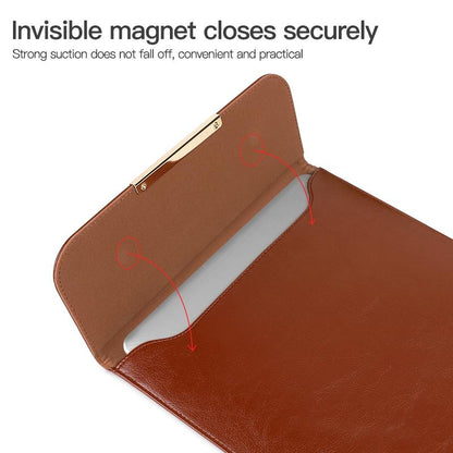 13.3 2-In-1 Laptop Sleeve With Mouse Storage In Pu Leather - Coffee