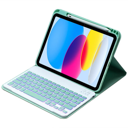 10.9 Ipad 10Th Gen 2022 Backlit Keyboard Case With Pen Slot - Bluetooth Leather - Light Green