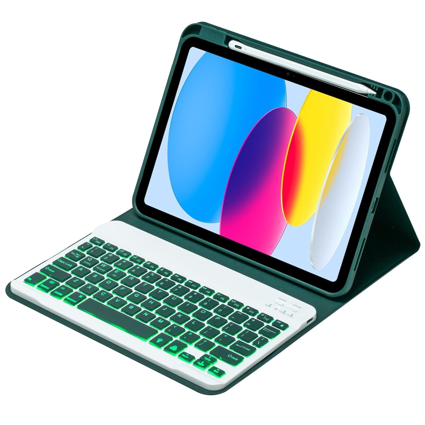 10.9 Ipad 10Th Gen 2022 Backlit Keyboard Case With Pen Slot - Bluetooth Leather - Light Green