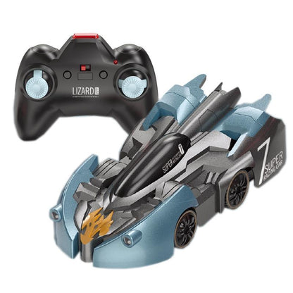 Electric Remote Control Wall Climbing Car for Kids - Mini Toy - Blue Lightning Handle Rc Edition