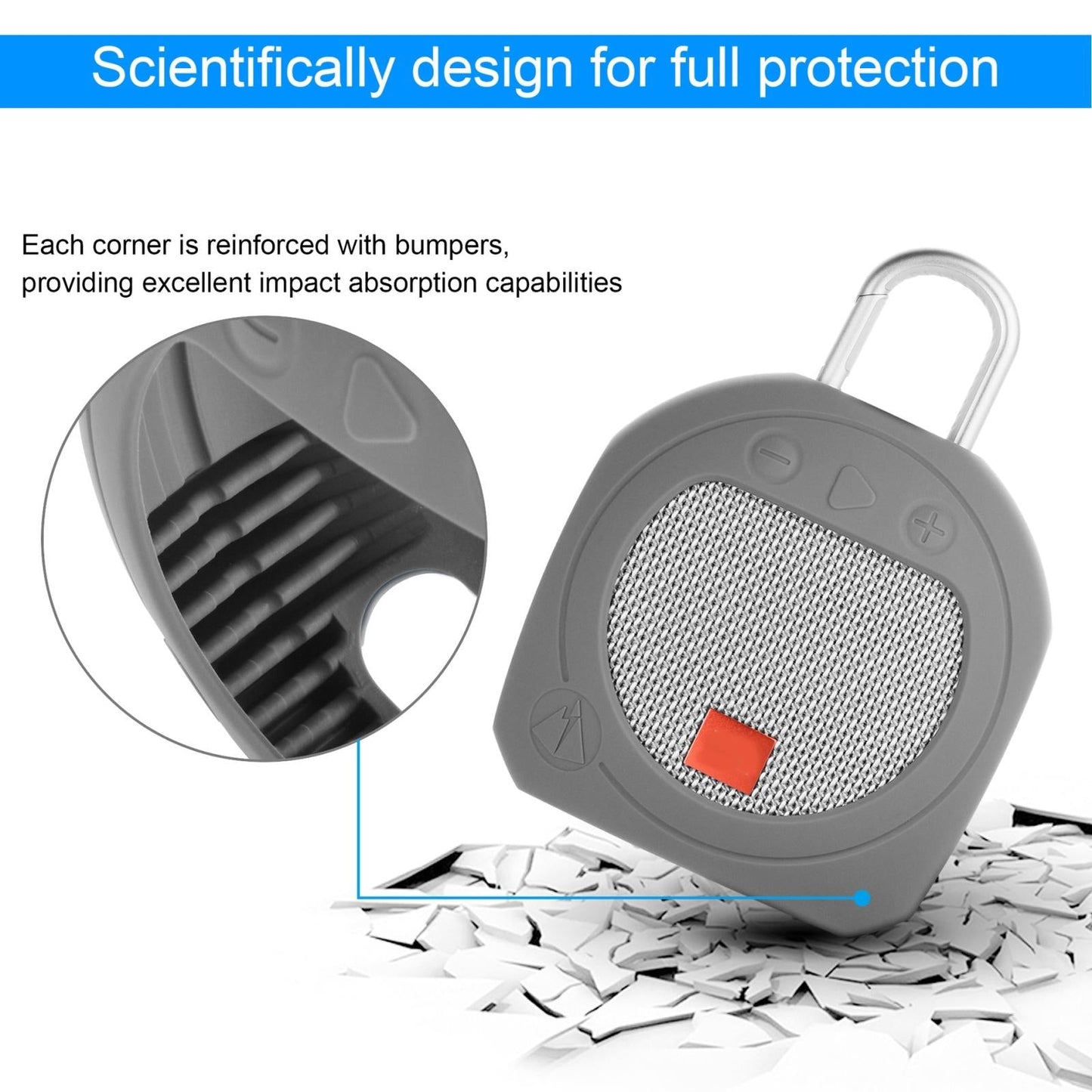 Protective Cover for Jbl Clip 3 Bluetooth Speaker - Anti-fall Silicone Storage - Dark Gray Blue