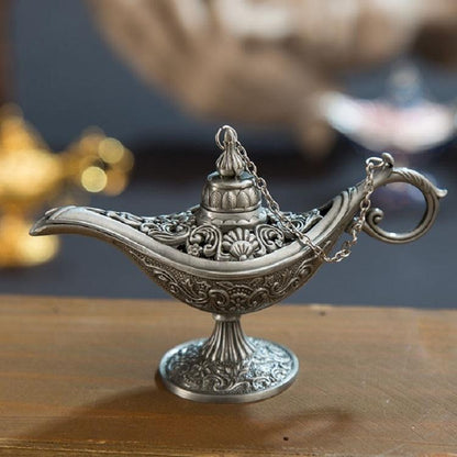 Metal Aladdin Magic Lamp Aromatherapy Home Decor Gift - Bronze