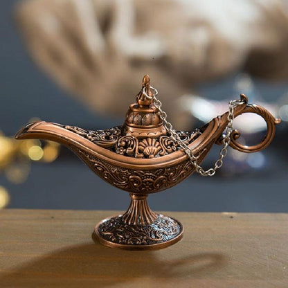 Metal Aladdin Magic Lamp Aromatherapy Home Decor Gift - Bronze