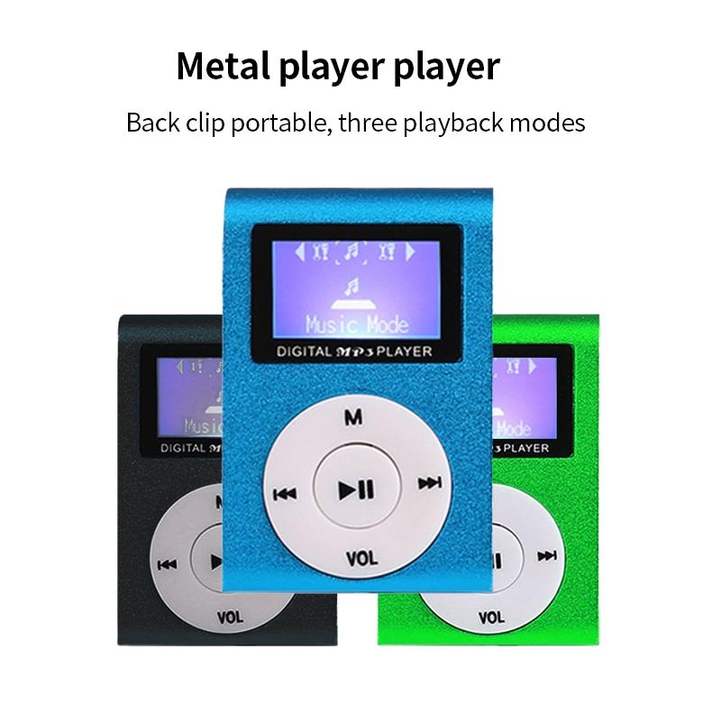 Mini Mp3 Player With Screen 128M+Earphone+Cable - Green