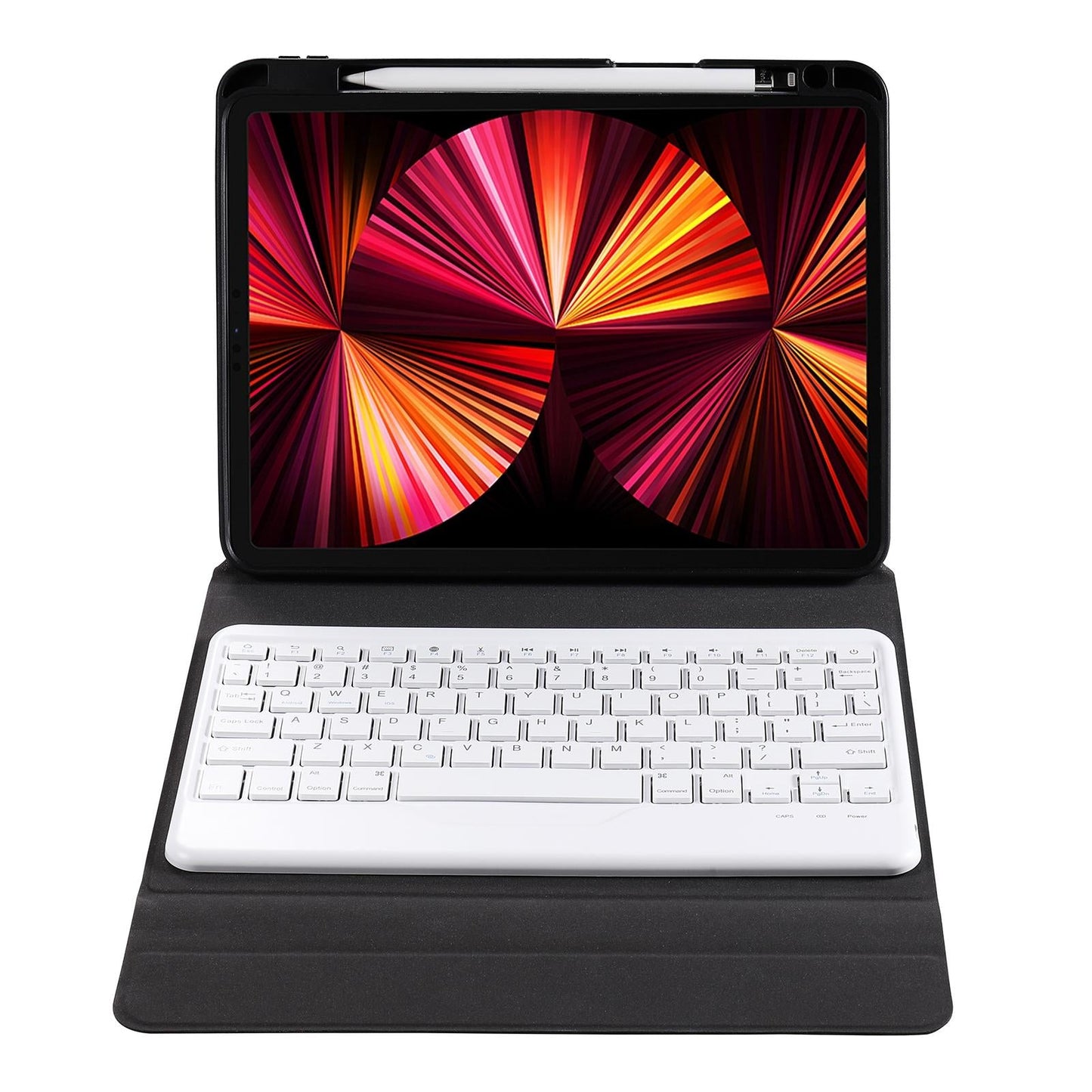 Bluetooth Keyboard Leather Case For Ipad 9.7 With Triangle Holder & Pen Slot - Gradient Purple