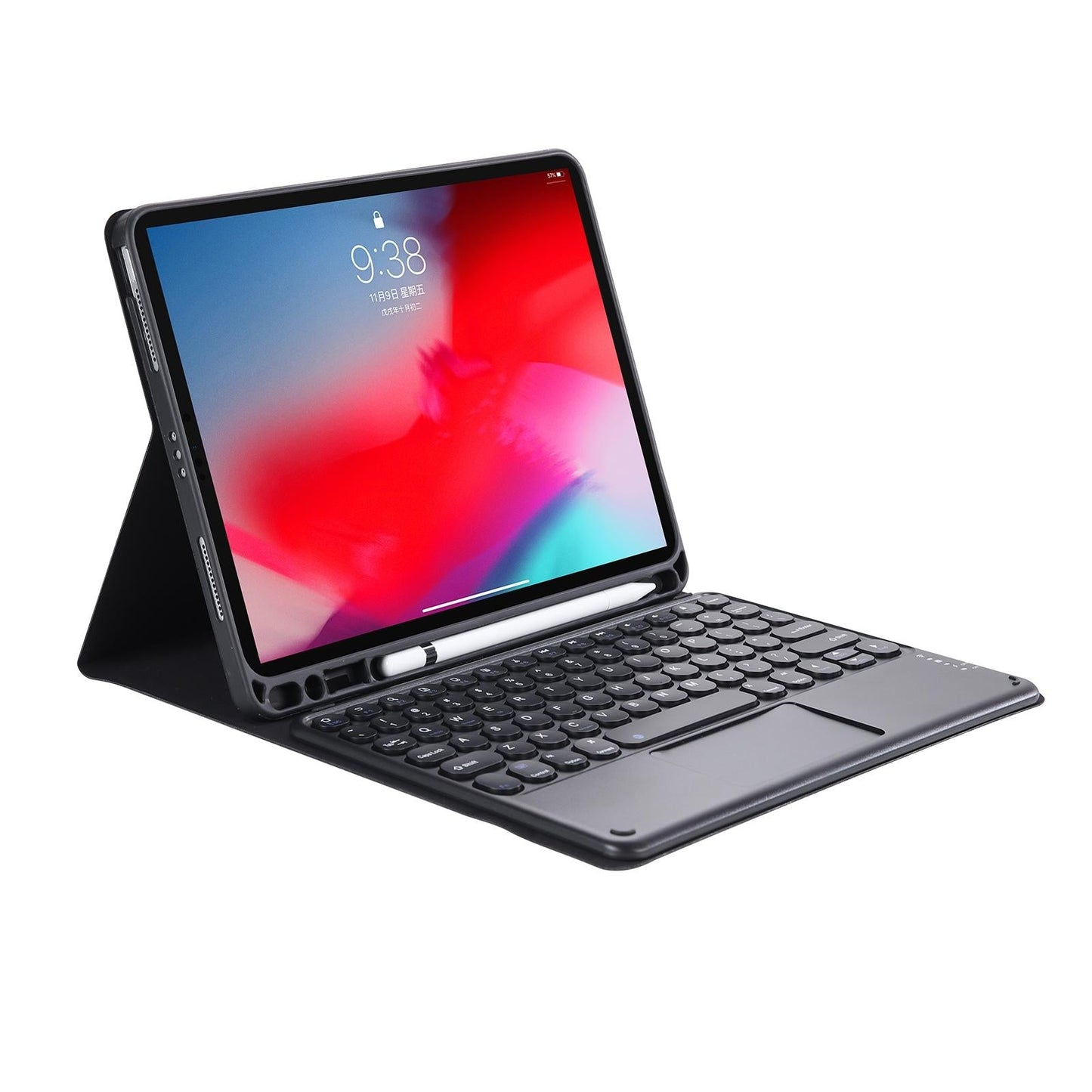 Detachable Bluetooth Keyboard Leather Case For Ipad Air 4 / 5 With Touch Control And Skin Feel Texture - Light Green