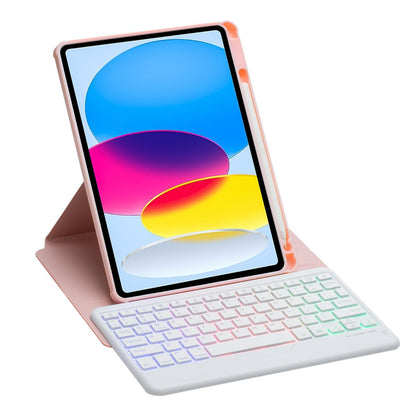 360 Rotation Bluetooth Keyboard Leather Case For Ipad 10.9 2022 With Backlight - Green