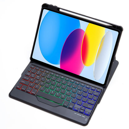360 Rotation Bluetooth Keyboard Leather Case For Ipad 10.9 2022 With Backlight - Green