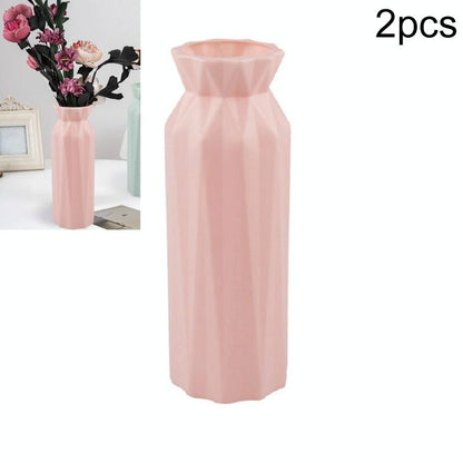 2-pack Plastic Round Vases - Simple Anti-fall Home Decor Ornaments - White