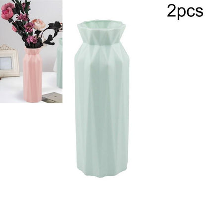 2-pack Plastic Round Vases - Simple Anti-fall Home Decor Ornaments - White
