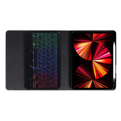 10.2 / 10.5 Inch Bluetooth Keyboard Tablet Case With Triangle Holder & Pen Slot - Gradient Purple