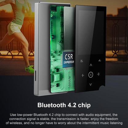 2.4 Inch Touch Mp4 / Mp3 Player 4Gb Memory Bluetooth E Book Alarm Timer - Silver Grey