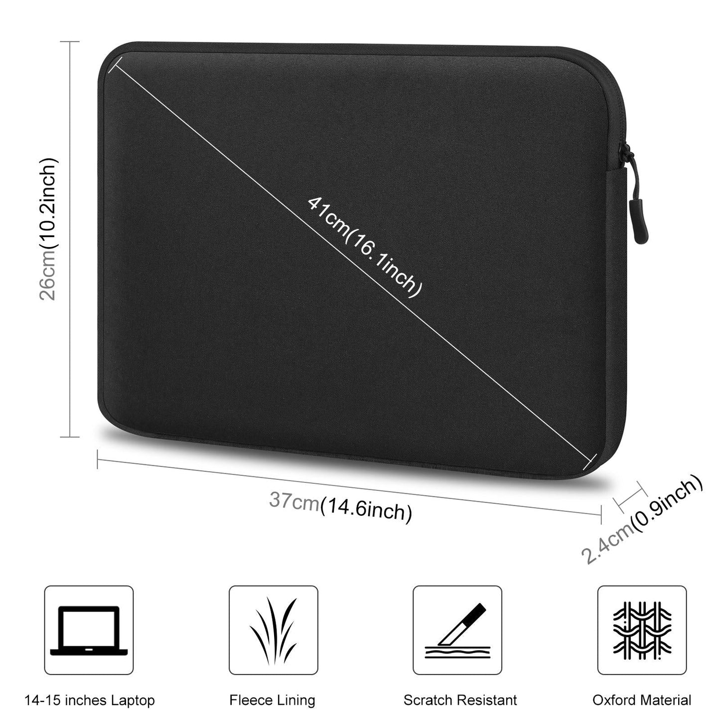 14-15 Inch Laptop Sleeve Briefcase Bag with Zipper - Dark Blue