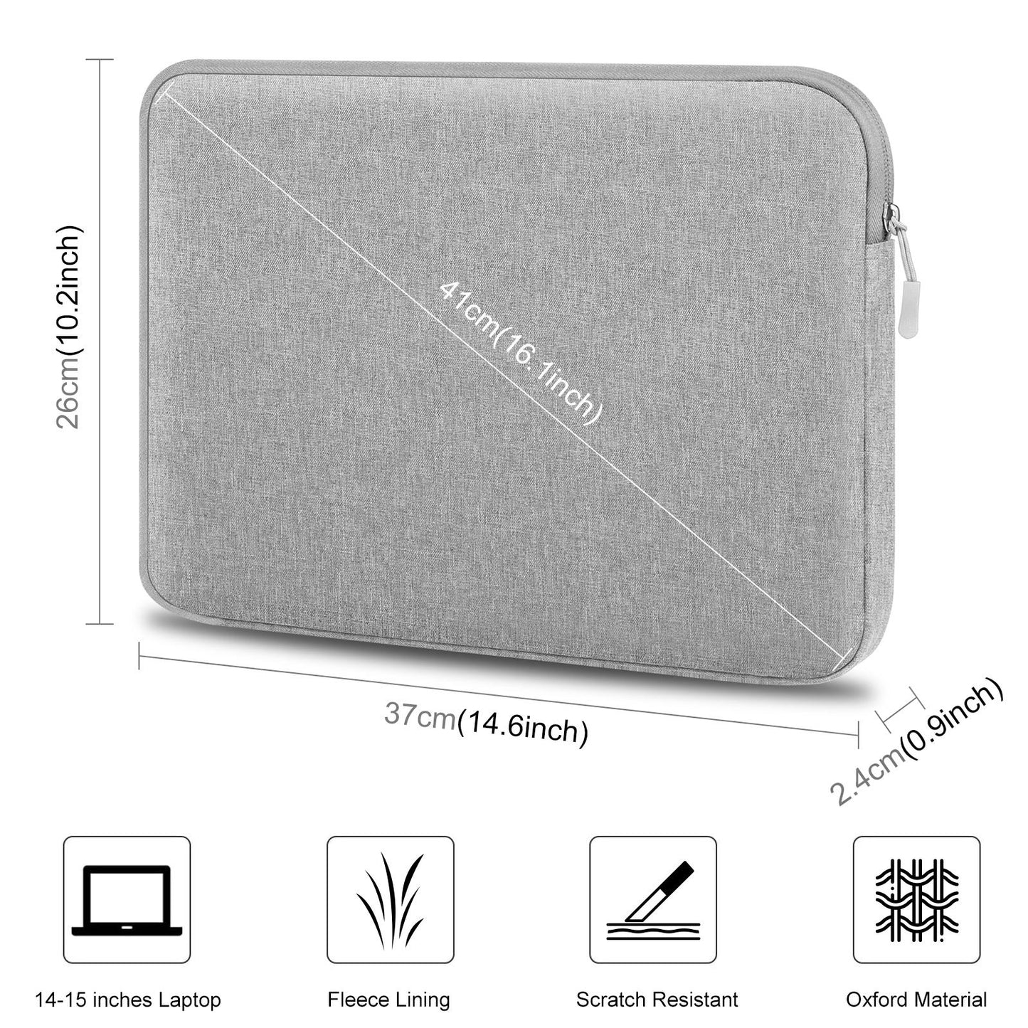 14-15 Inch Laptop Sleeve Briefcase Bag with Zipper - Dark Blue