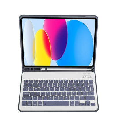 Ultra-Thin Bluetooth Keyboard Leather Tablet Case For Ipad 10.9 2022 With Pen Slot - Dark Blue