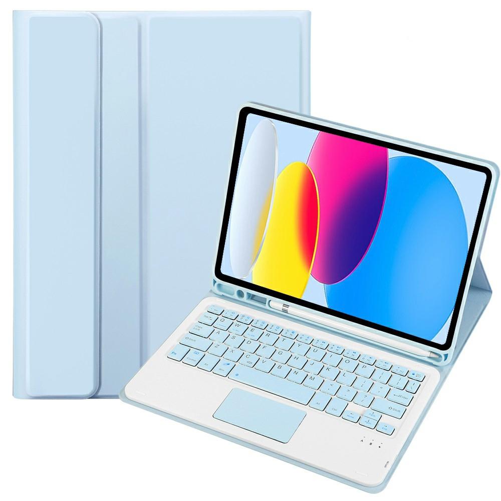 2022 Ipad 10.9 Lambskin Bluetooth Keyboard Case With Pen Slot - Dark Blue