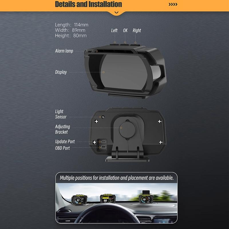 Car Obd Hud Lcd Speedometer Clear Display - Spanish Version
