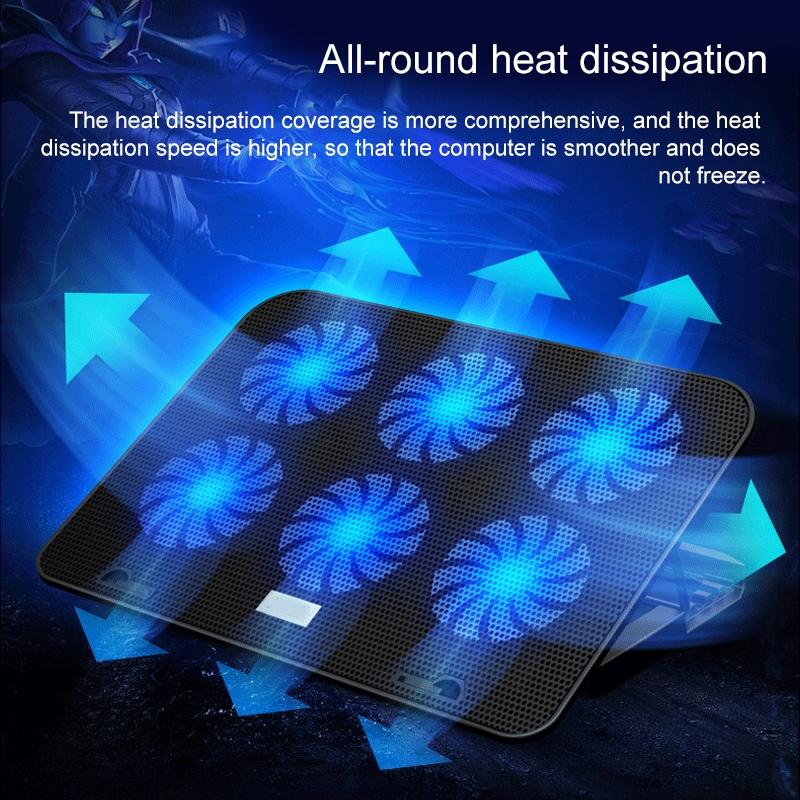 Silent Six-fan Cooling Holder for Notebook Computers - Charm Powder