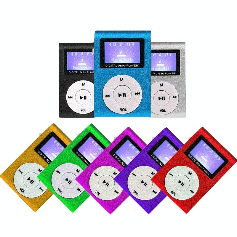 Metal Mini Mp3 Player With Screen Earphone+Cable - Blue