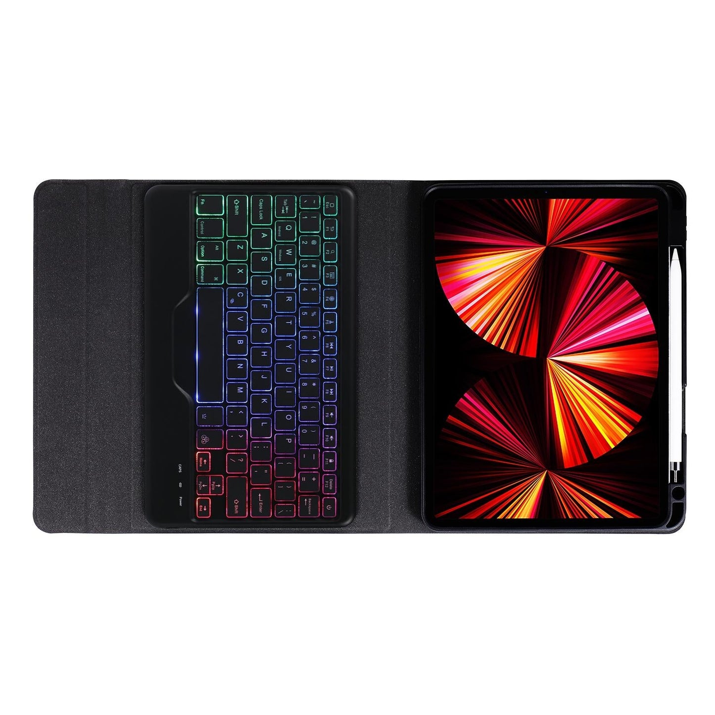 10.2 / 10.5 Inch Bluetooth Keyboard Tablet Case With Triangle Holder & Pen Slot - Gradient Blue Pink