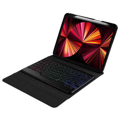 10.2 / 10.5 Inch Bluetooth Keyboard Tablet Case With Triangle Holder & Pen Slot - Gradient Blue Pink