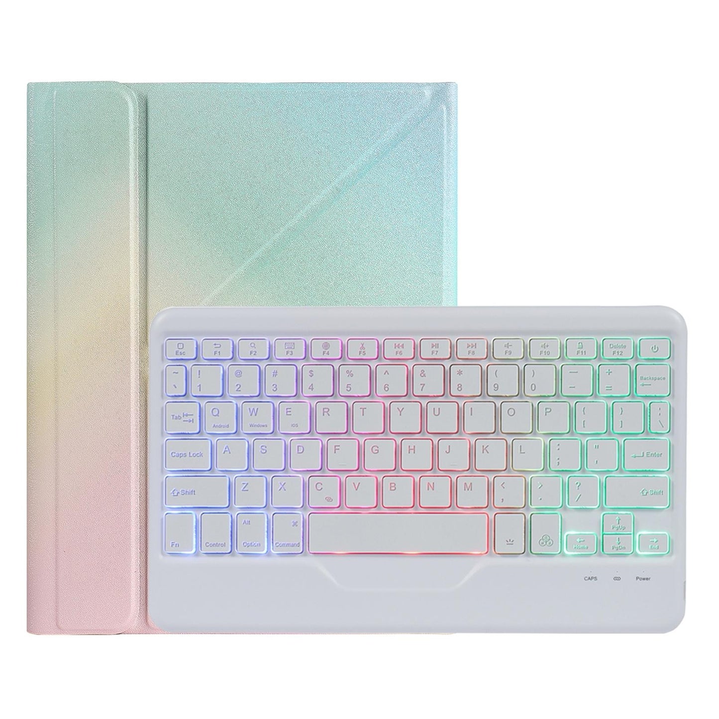 10.2 / 10.5 Inch Bluetooth Keyboard Tablet Case With Triangle Holder & Pen Slot - Gradient Blue Pink