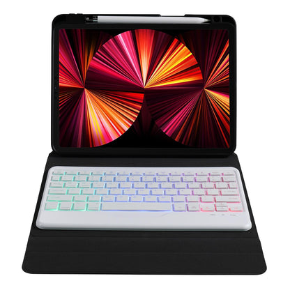Bluetooth Keyboard Leather Case For Ipad Pro 11 With Holder & Pen Slot - Gradient Blue Pink