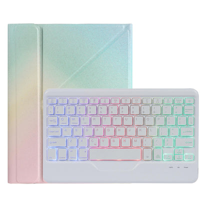 Bluetooth Keyboard Leather Case For Ipad Pro 11 With Holder & Pen Slot - Gradient Blue Pink