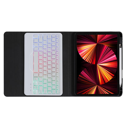 Bluetooth Keyboard Leather Case For Ipad Pro 11 With Holder & Pen Slot - Gradient Blue Pink