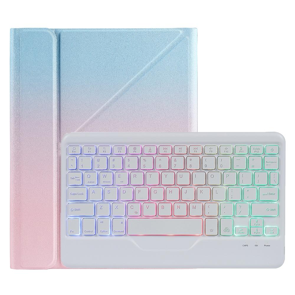 Bluetooth Keyboard Leather Case For Ipad Pro 11 With Holder & Pen Slot - Gradient Blue Pink