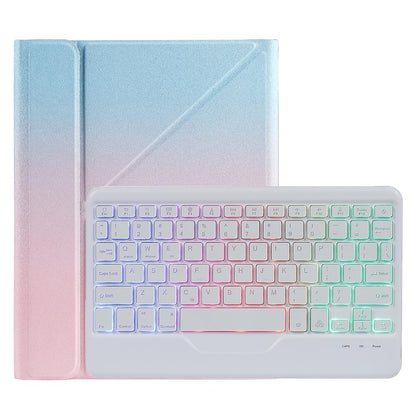 Bluetooth Keyboard Leather Case For Ipad Pro 11 With Holder & Pen Slot - Gradient Blue Pink